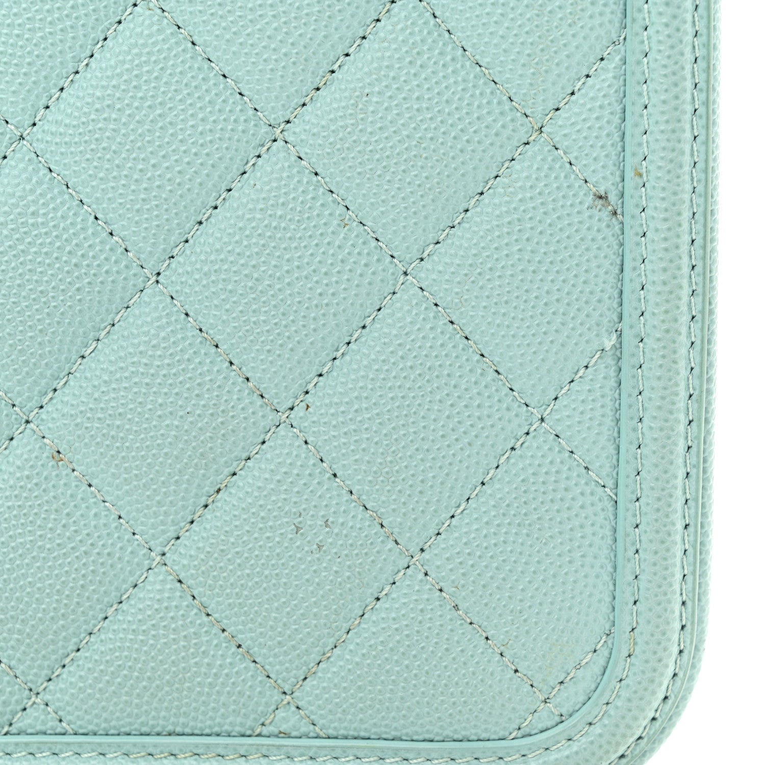 Chanel Caviar Quilted Medium CC Filigree Vanity Case Light Blue 13 of 14