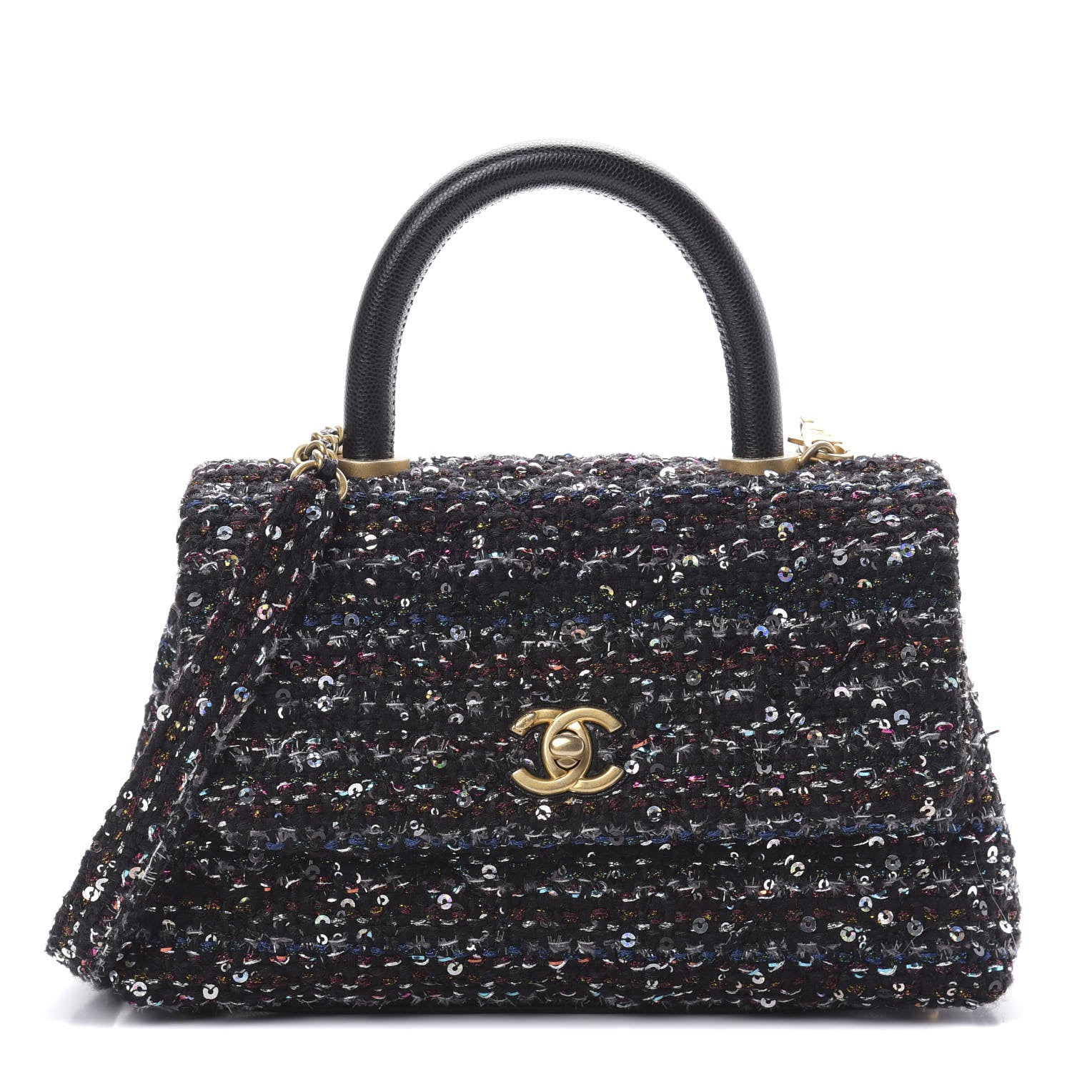 Chanel Tweed Sequin Mini Coco Handle Flap Black 1 of 10