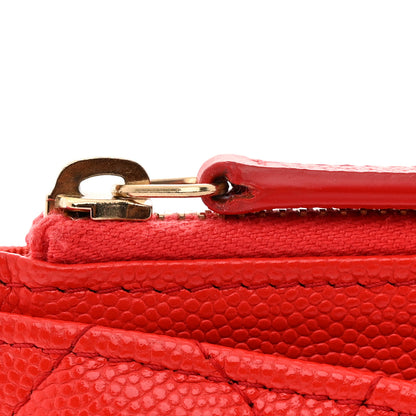 Chanel Caviar Quilted Classic Zip Pouch Red 10 of 11