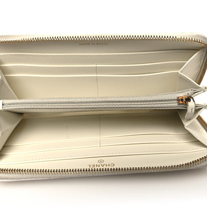 Chanel Shiny Goatskin Quilted 19 Long Zipped Around Wallet White 5 of 15