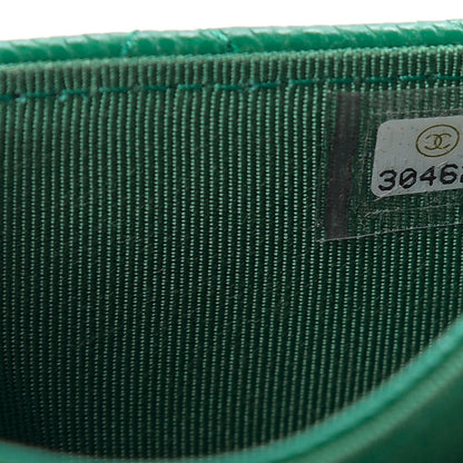 Chanel Caviar Quilted Flap Card Holder Wallet Green 8 of 10