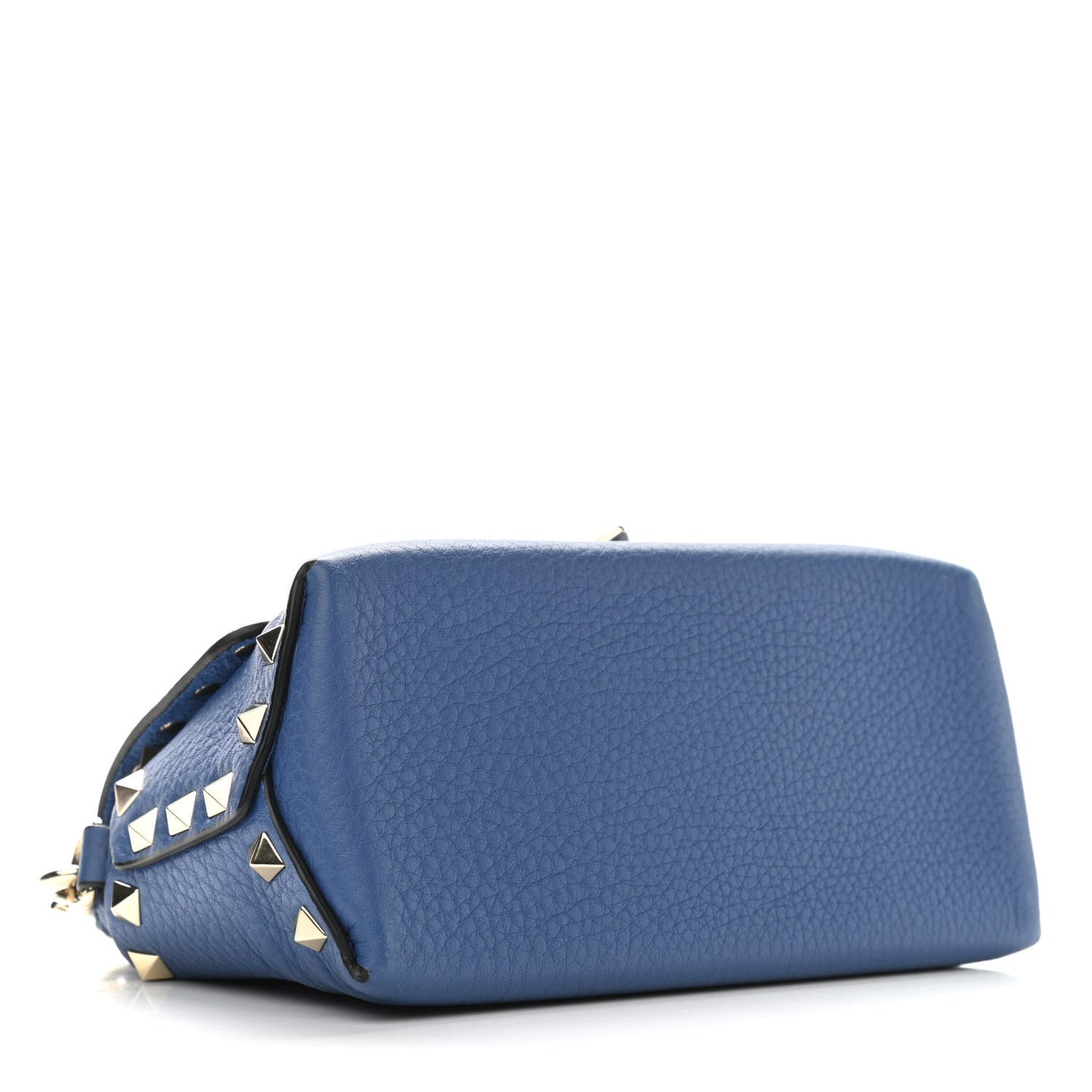 Pebbled Calfskin Mini Rockstud Flap Saddle Crossbody Bag Blue