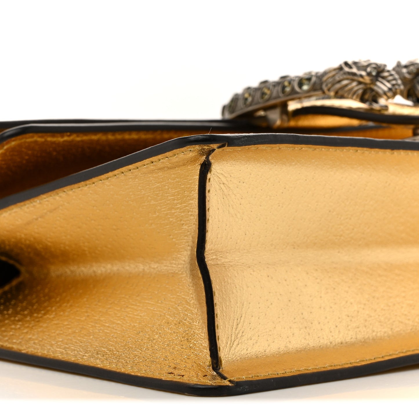 Metallic Textured Calfskin Crystal Small Dionysus Shoulder Bag Gold