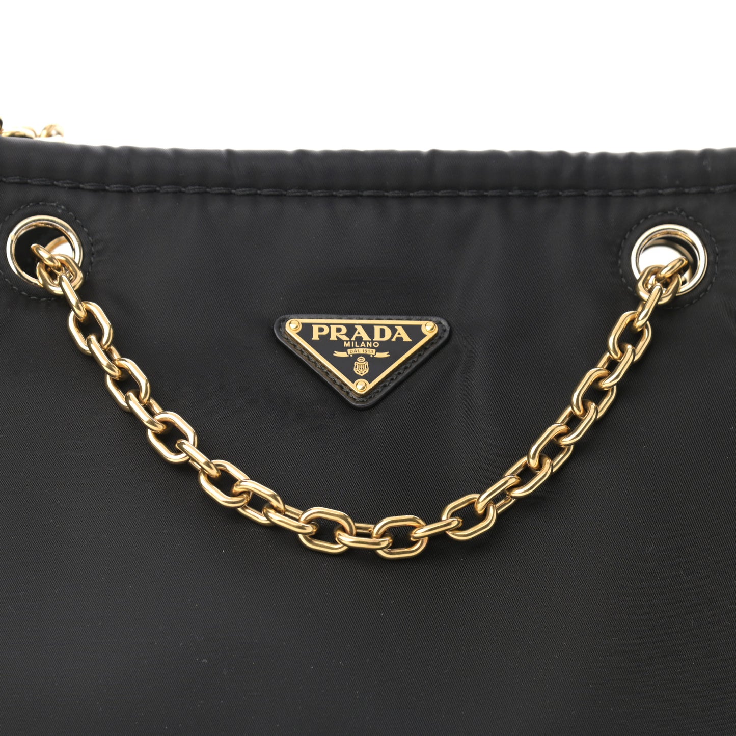 Tessuto Nylon Chain Shoulder Bag Black