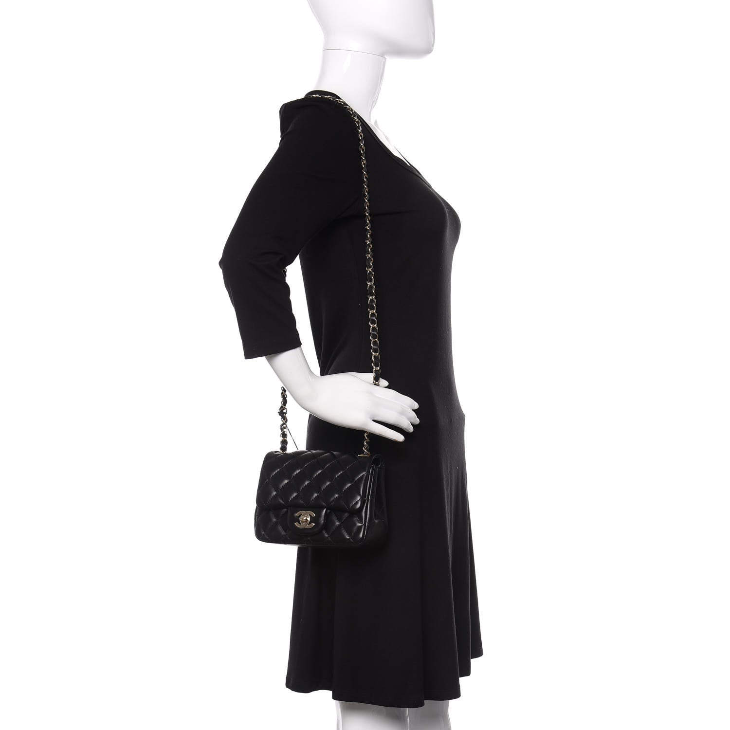Chanel Lambskin Quilted Mini Square Flap Black 2 of 10