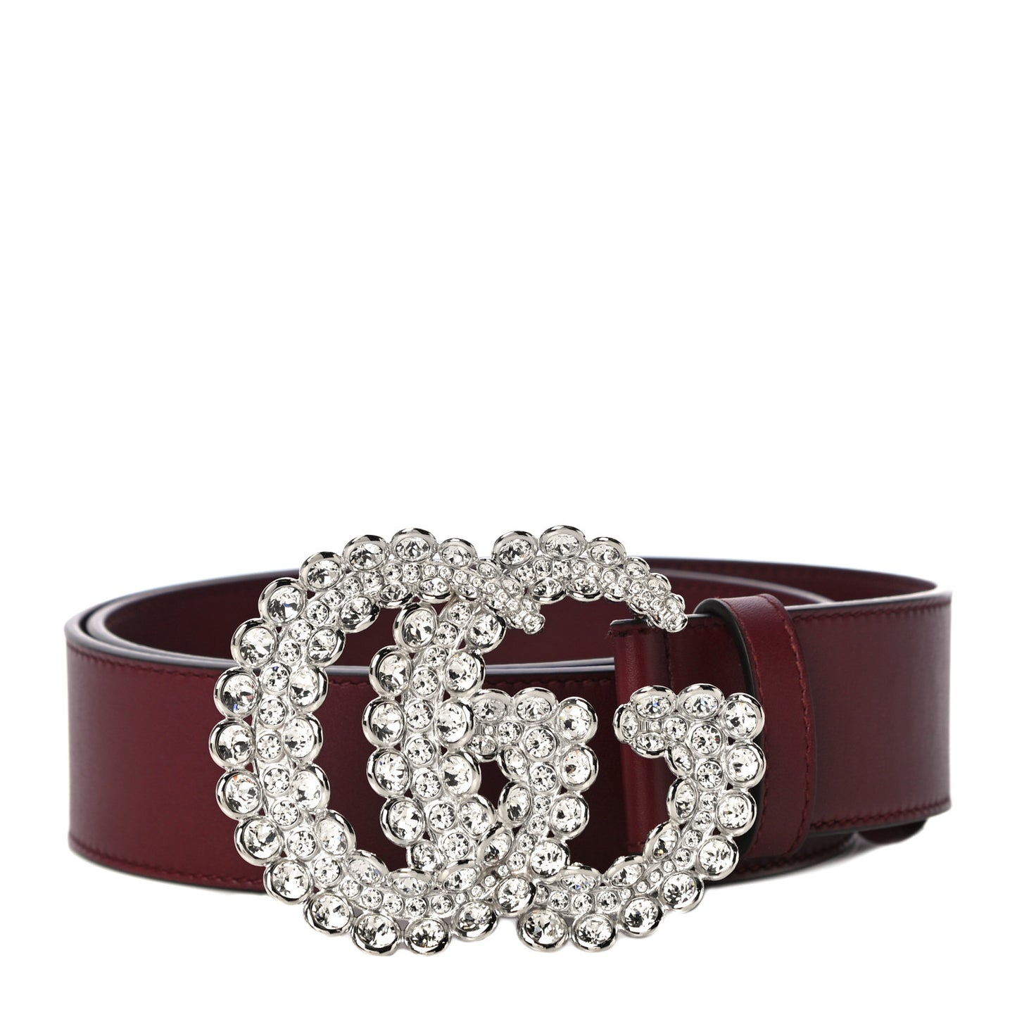 Calfskin Crystal Double G 40mm Belt 80 32 Vintage Bordeaux