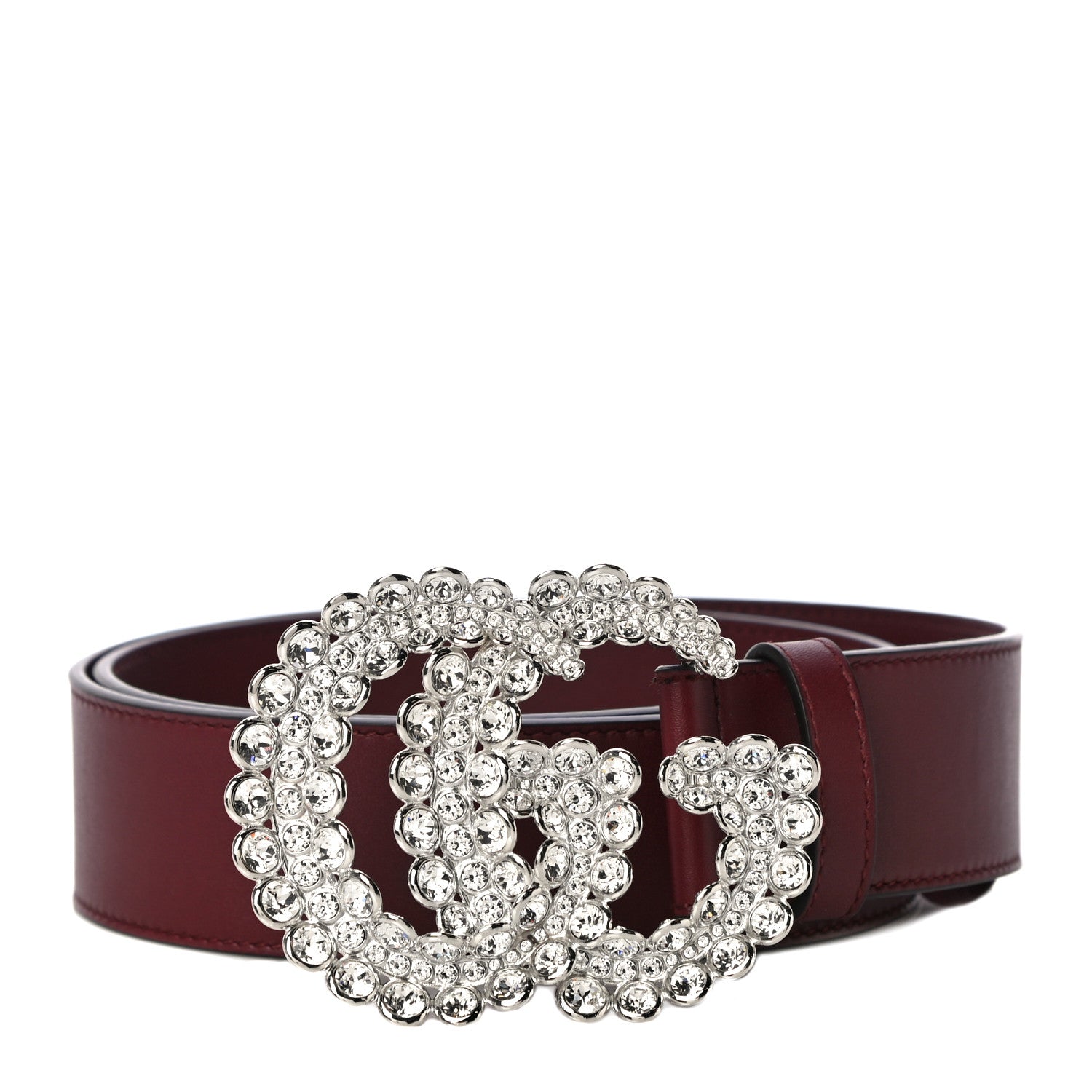 Gucci Calfskin Crystal Double G 40mm Belt 80 32 Vintage Bordeaux 1 of 6