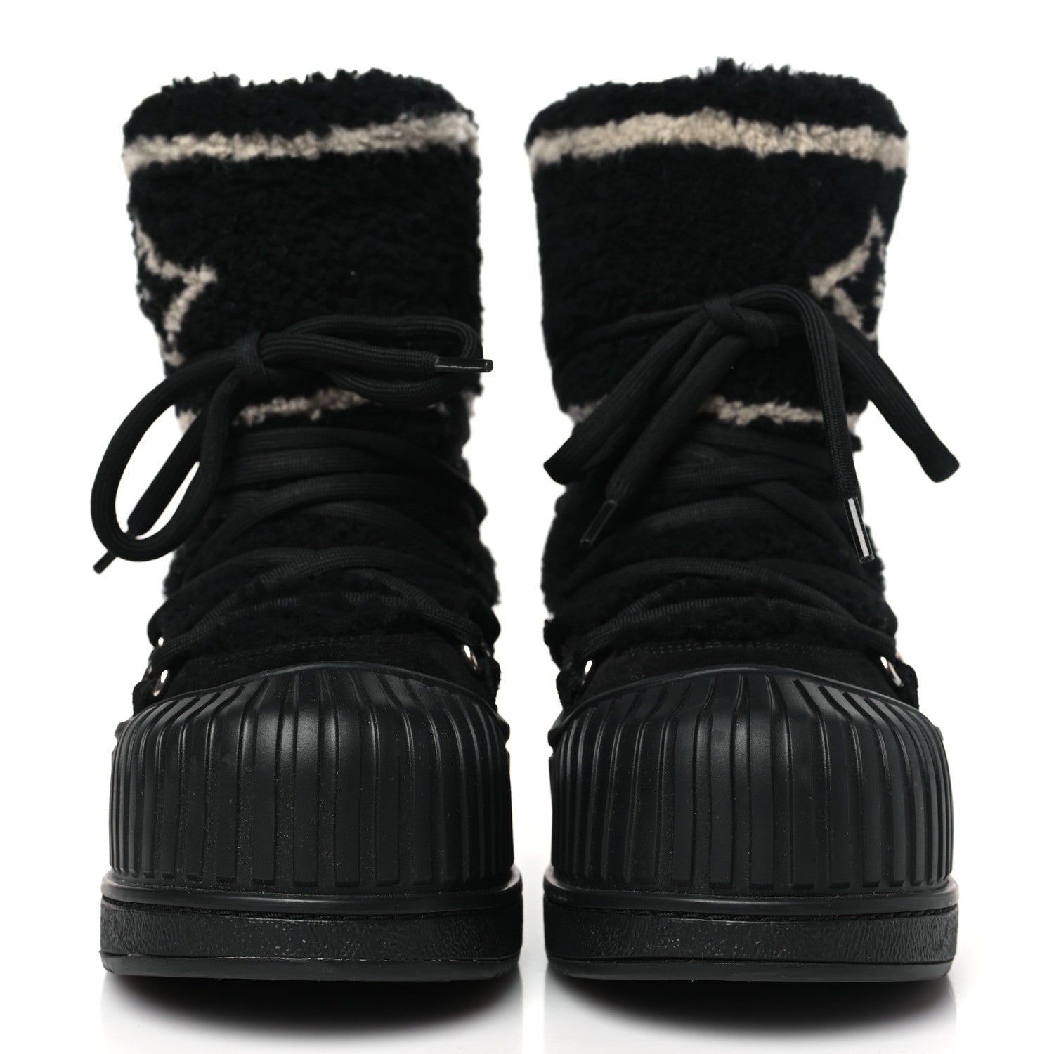 Louis Vuitton Suede Shearling Polar Flat Half Boots 38 Black 2 of 8