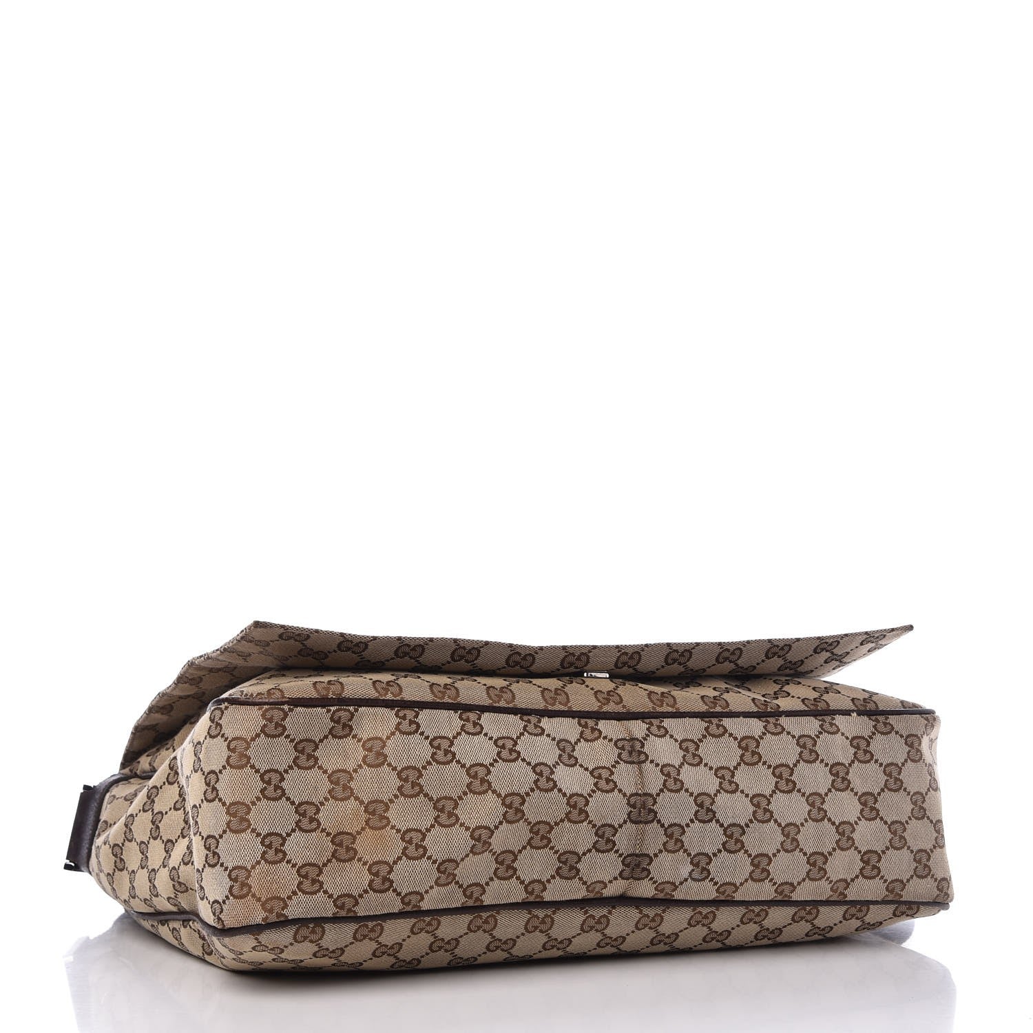 Gucci Monogram Large Flap Messenger Bag Beige Dark Brown 4 of 10