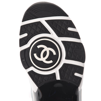 Chanel Patent Calfskin CC Womens Sneakers 37 White Light Blue 6 of 11