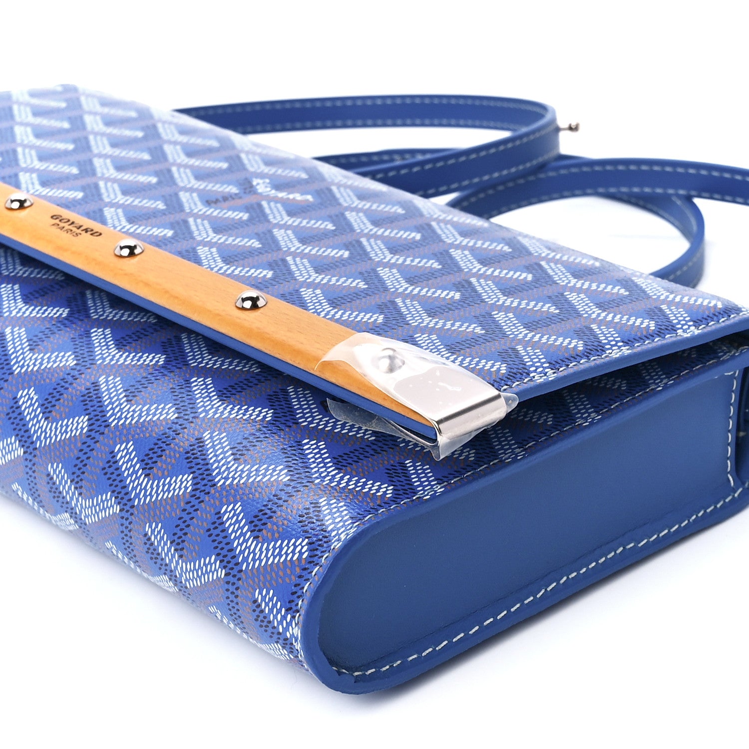 Goyard Goyardine Monte Carlo Bois Clutch With Strap Sky Blue 10 of 11