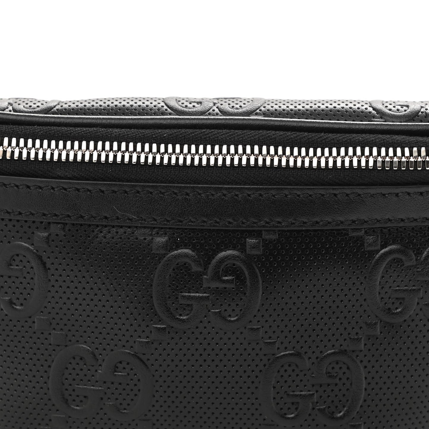 Calfskin GG Tennis Embossed Belt Bag Black