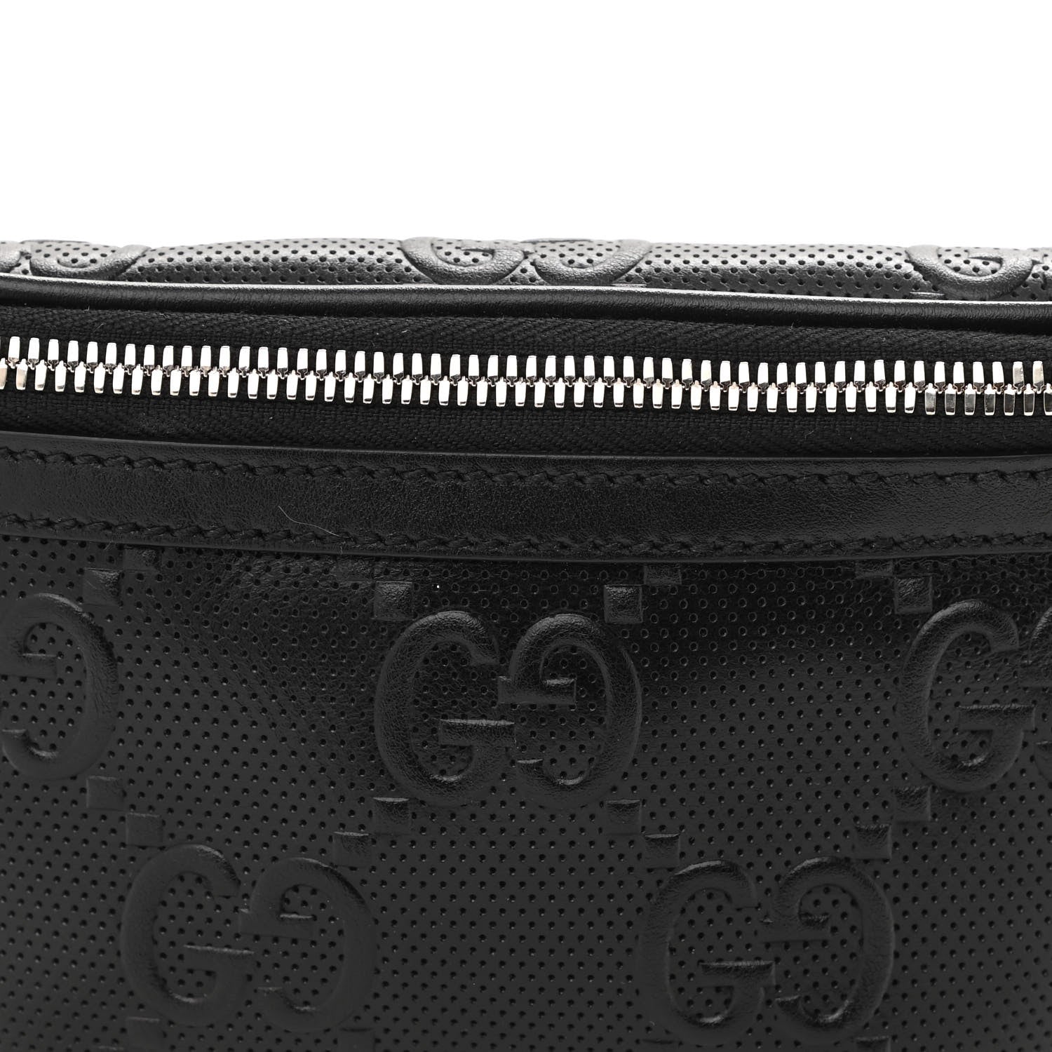 Gucci Calfskin GG Tennis Embossed Belt Bag Black 8 of 10