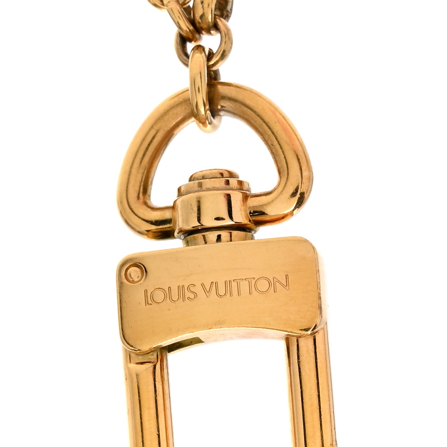 Brass Enamel Fleur De Monogram Bag Charm Chain Gold