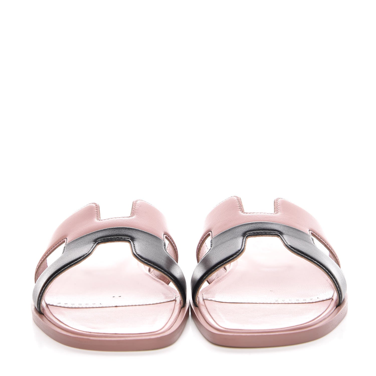 Hermes Box Calfskin Oran Sandals 37 Black Vieux Rose 2 of 10