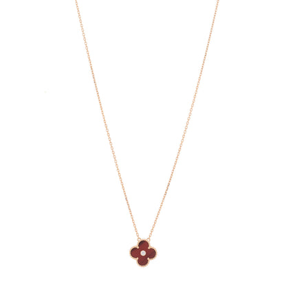 Van Cleef & Arpels 18K Rose Gold Diamond Bulls Eye Vintage Alhambra Pendant Necklace 1 of 5