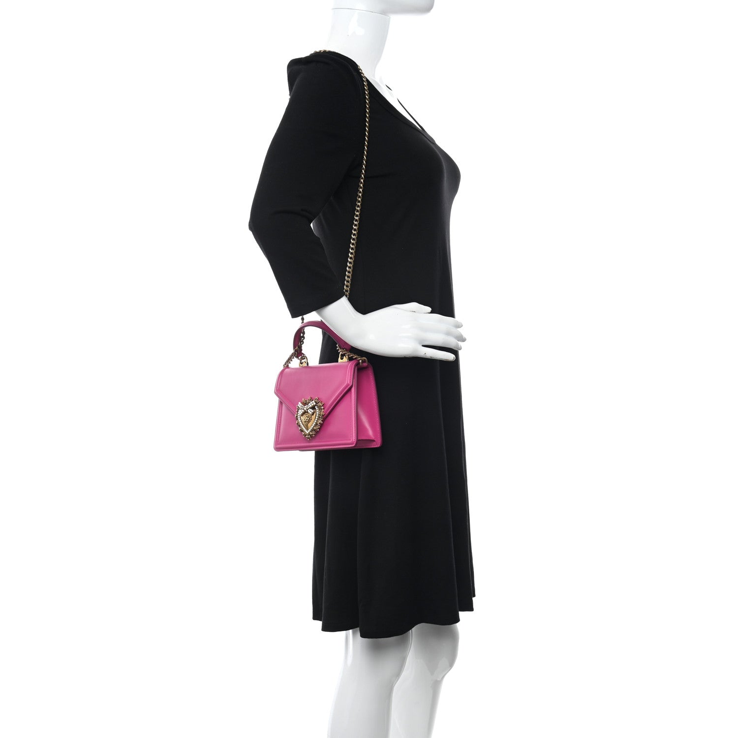 Dolce & Gabbana Smooth Calfskin Small Devotion Envelope Top Handle Bag Pink 2 of 7