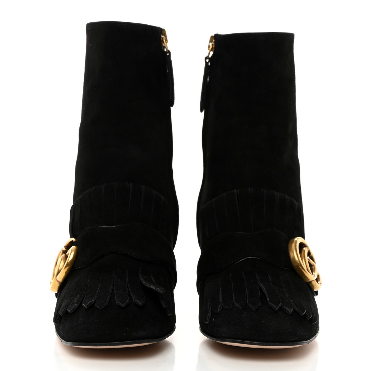 Kid Scamosciato GG Marmont Fringe 75mm Ankle Boots 35 Black