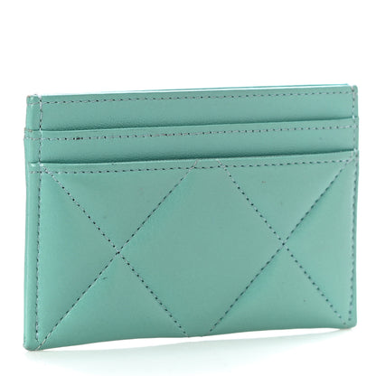 Chanel Shiny Goatskin Quilted Chanel 19 Card Holder Turquoise 3 of 12