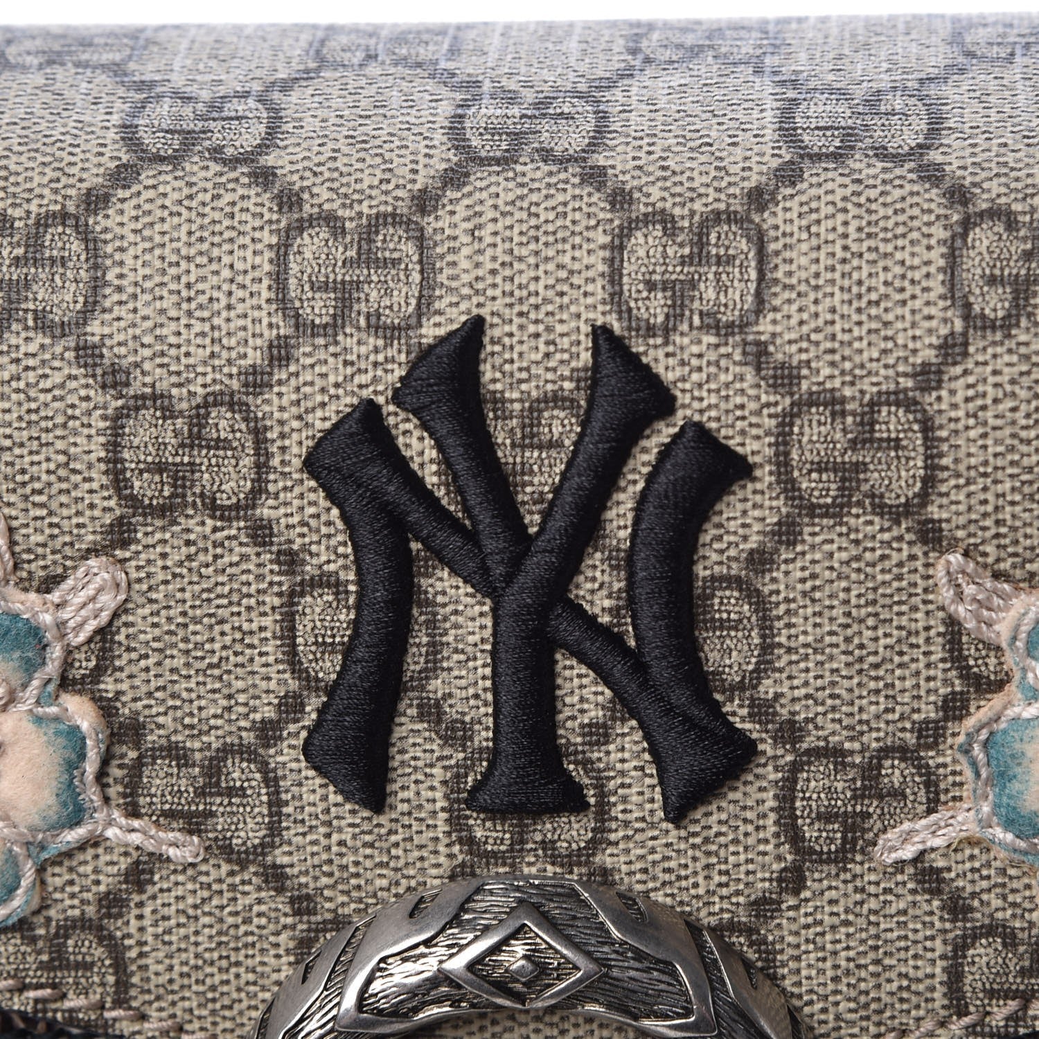 Gucci X MLB GG Supreme Monogram Python NY Yankees Patch Embroidered Small Dionysus Shoulder Bag 10 of 10