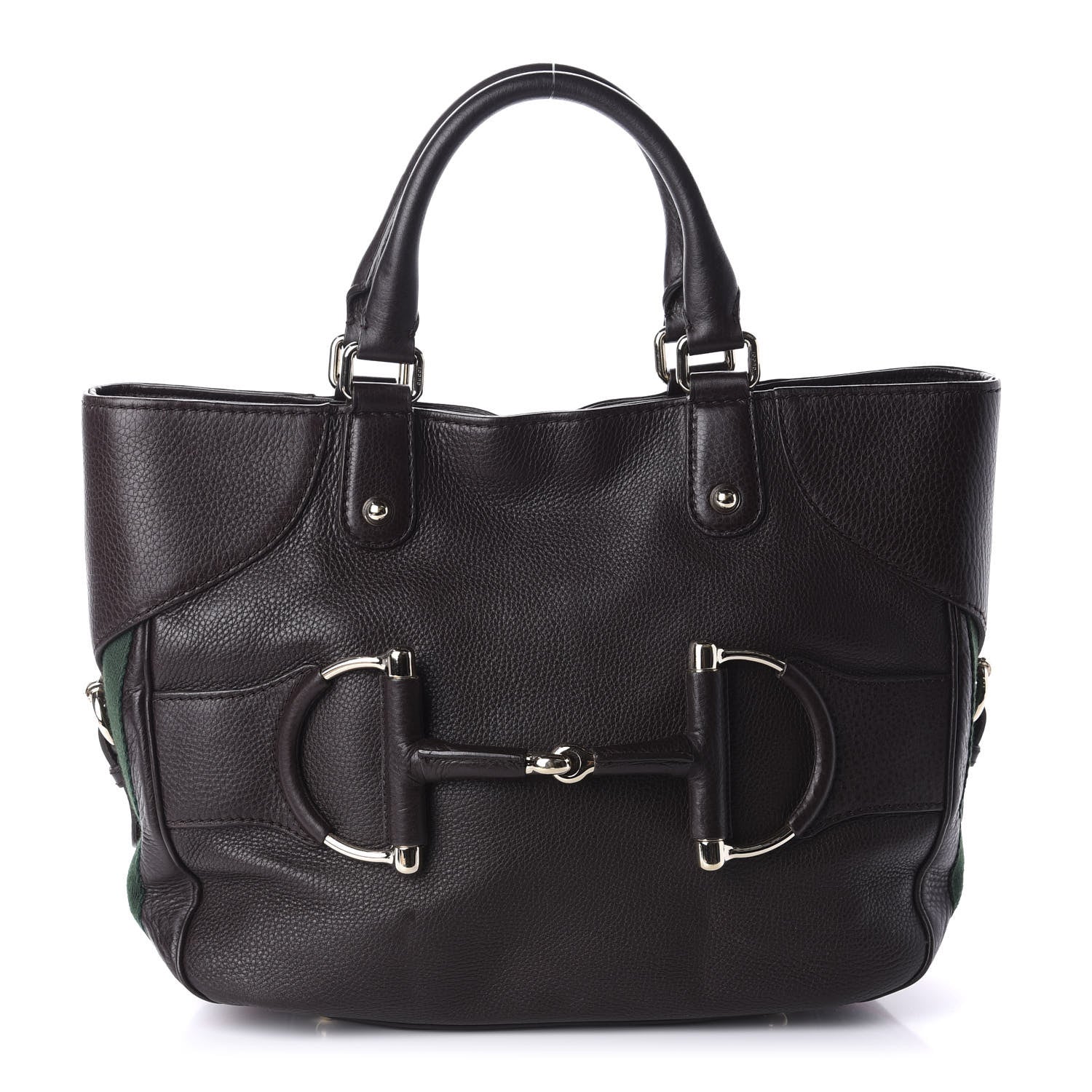 Gucci Calfskin Horsebit Web Dark Brown 1 of 12