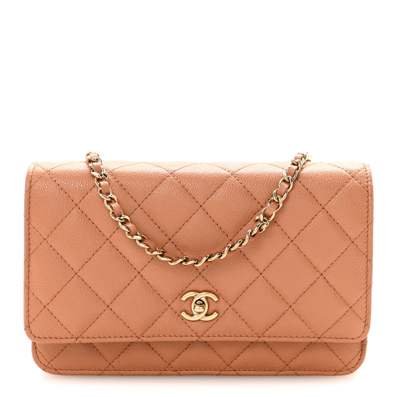 Chanel Caviar Quilted CC Turnlock Wallet On Chain WOC Brown 1 of 12