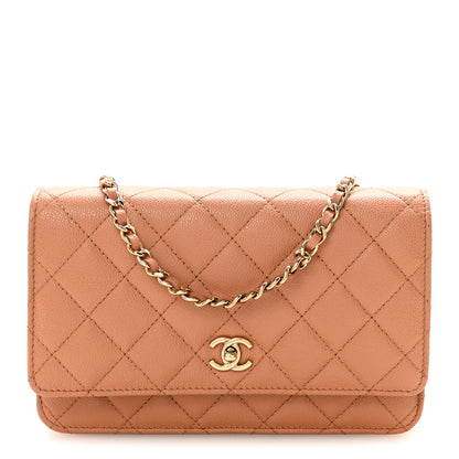 Chanel Caviar Quilted CC Turnlock Wallet On Chain WOC Brown 1 of 12