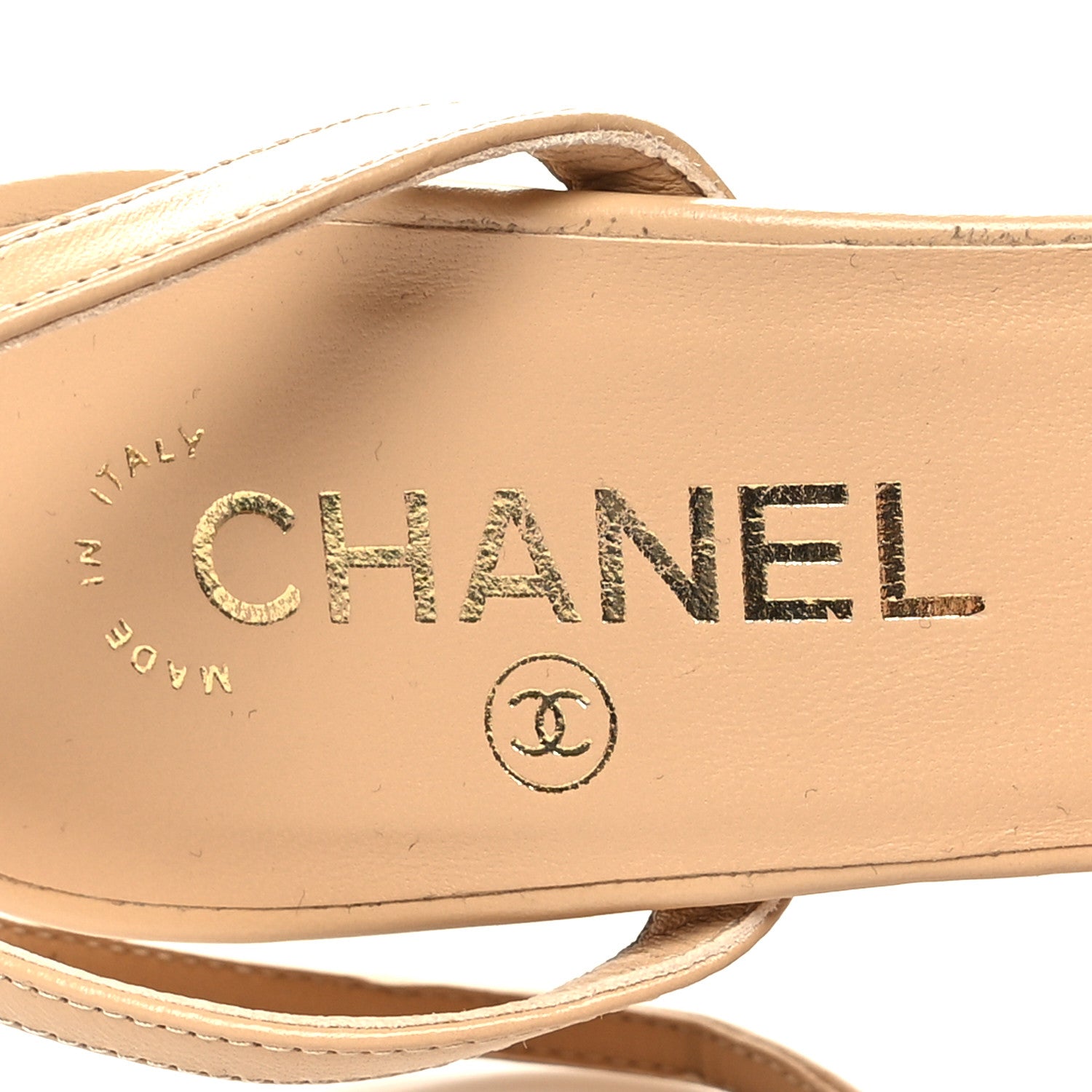 Chanel Lambskin Quilted Wedge Sandals 39.5 Beige 8 of 8