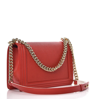 Chanel Lambskin Embossed New Medium Boy Cube Flap Red 3 of 11