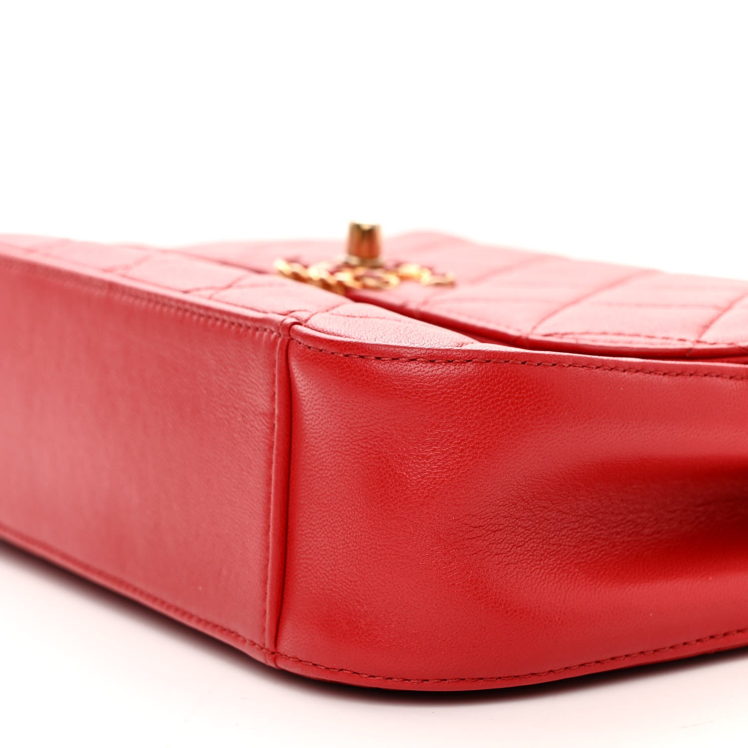 Chanel Lambskin Quilted Chain Infinity Top Handle Flap Red 10 of 11
