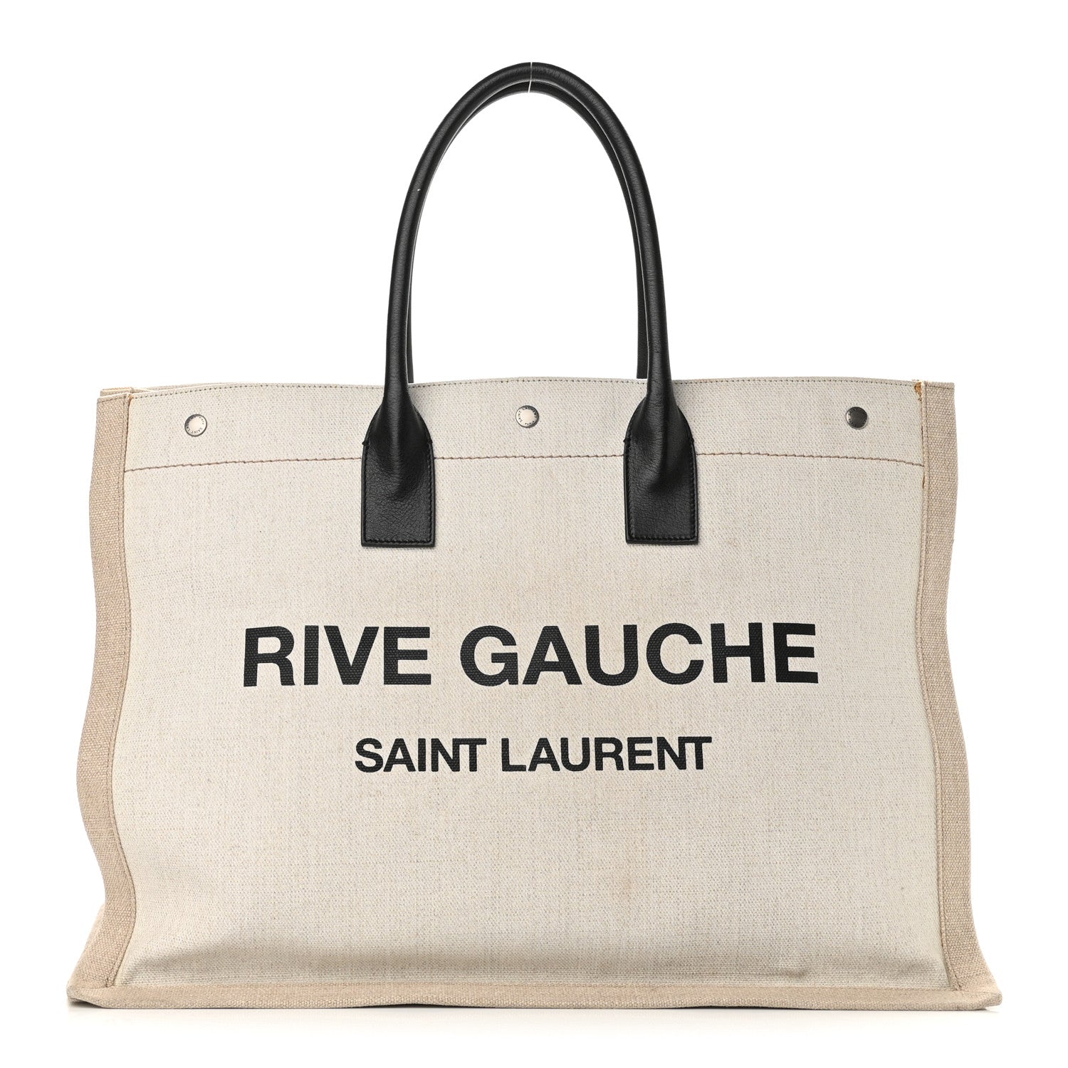 Saint Laurent Linen Calfskin Rive Gauche Tote Optic White 1 of 11