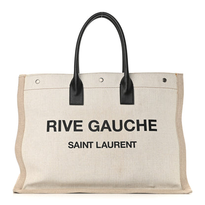 Saint Laurent Linen Calfskin Rive Gauche Tote Optic White 1 of 11