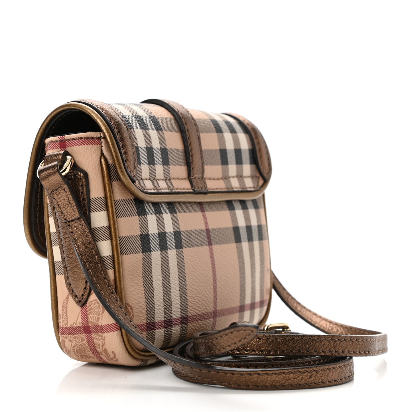 Metallic Suede Haymarket Check Mini Berkeley Crossbody Antique Gold