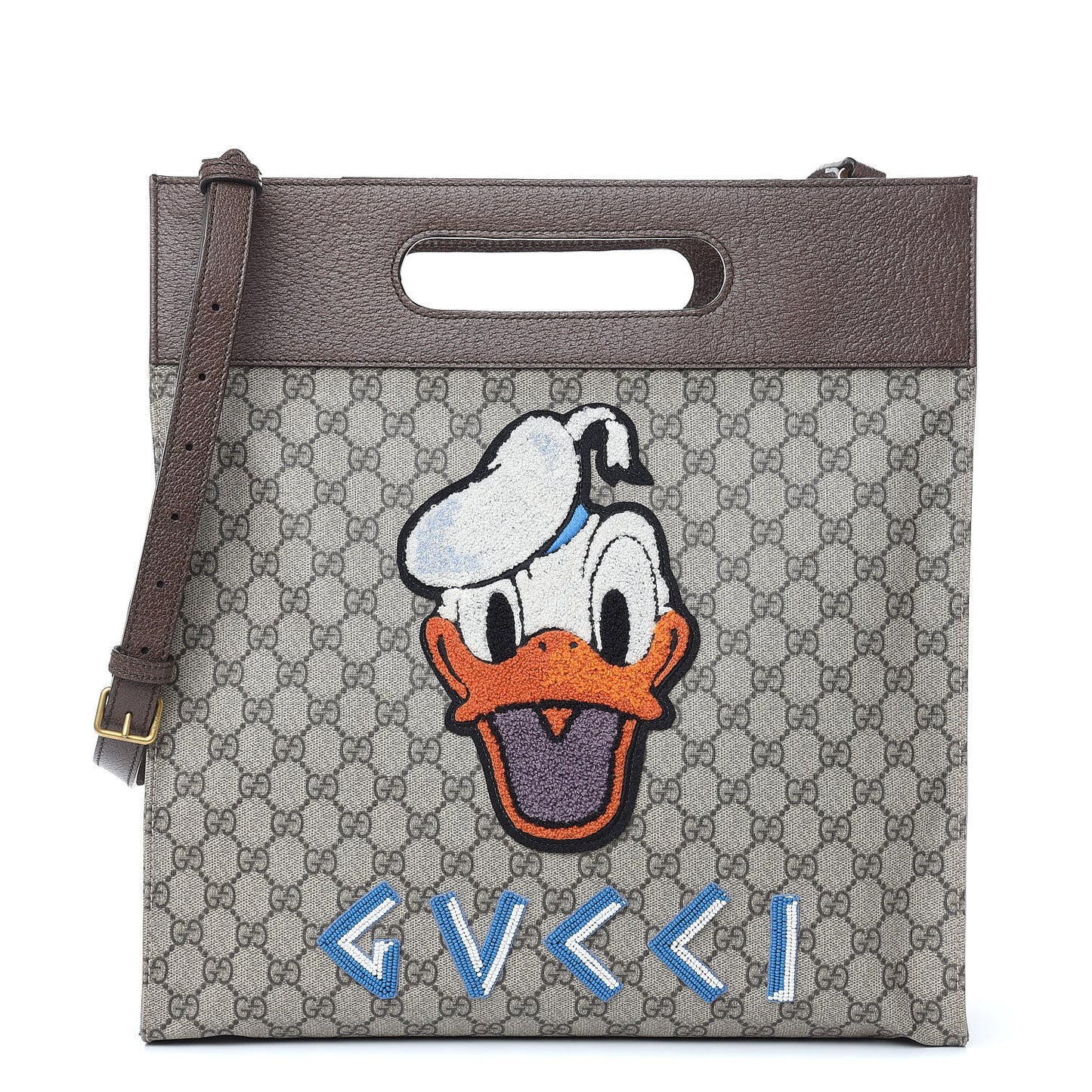 X DISNEY Soft GG Supreme Monogram Donald Duck Slip Handle Vertical Tote Beige New Acero