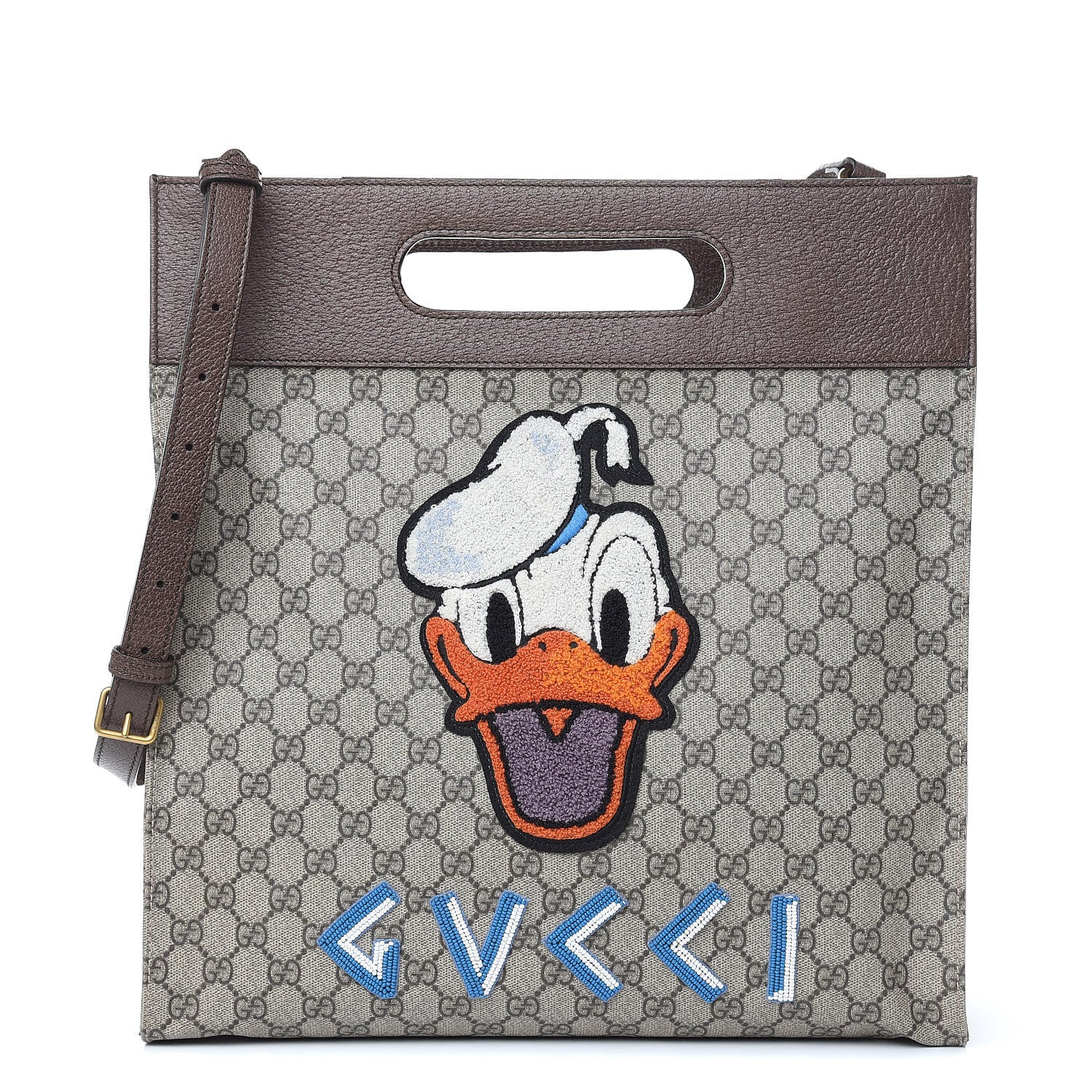 Gucci X DISNEY Soft GG Supreme Monogram Donald Duck Slip Handle Vertical Tote Beige New Acero 1 of 9