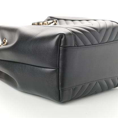 Chanel Calfskin Quilted Daily Chevron Drawstring Bag Black 5 of 10