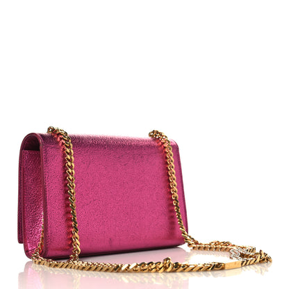 Saint Laurent Metallic Calfskin Small Classic Monogram Kate Satchel Fuchsia 3 of 9