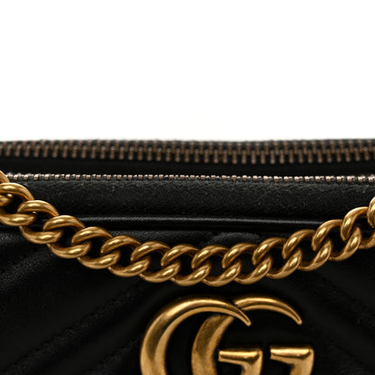 Gucci Calfskin Matelasse Mini GG Marmont Chain Crossbody Bag Black 11 of 14
