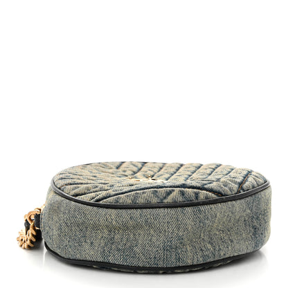 Saint Laurent Denim Quilted Monogram Round Crossbody Bag Rodeo Blue 4 of 10