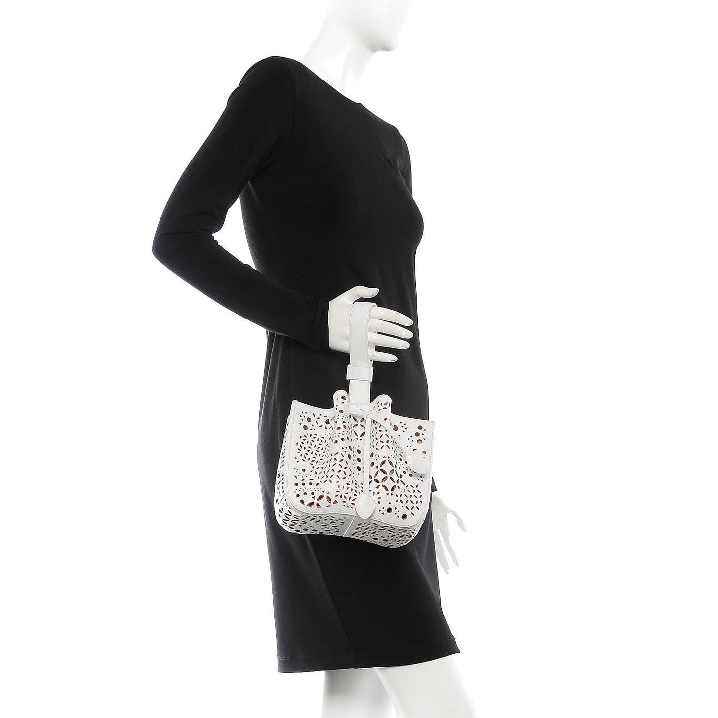 Lux Calfskin Laser Cut Rose-Marie 19 Bag White