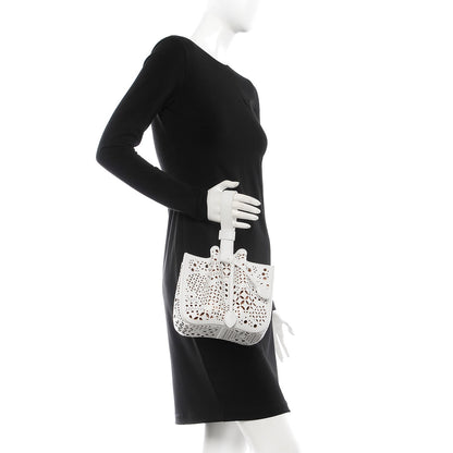 Alaia Lux Calfskin Laser Cut Rose-Marie 19 Bag White 2 of 9