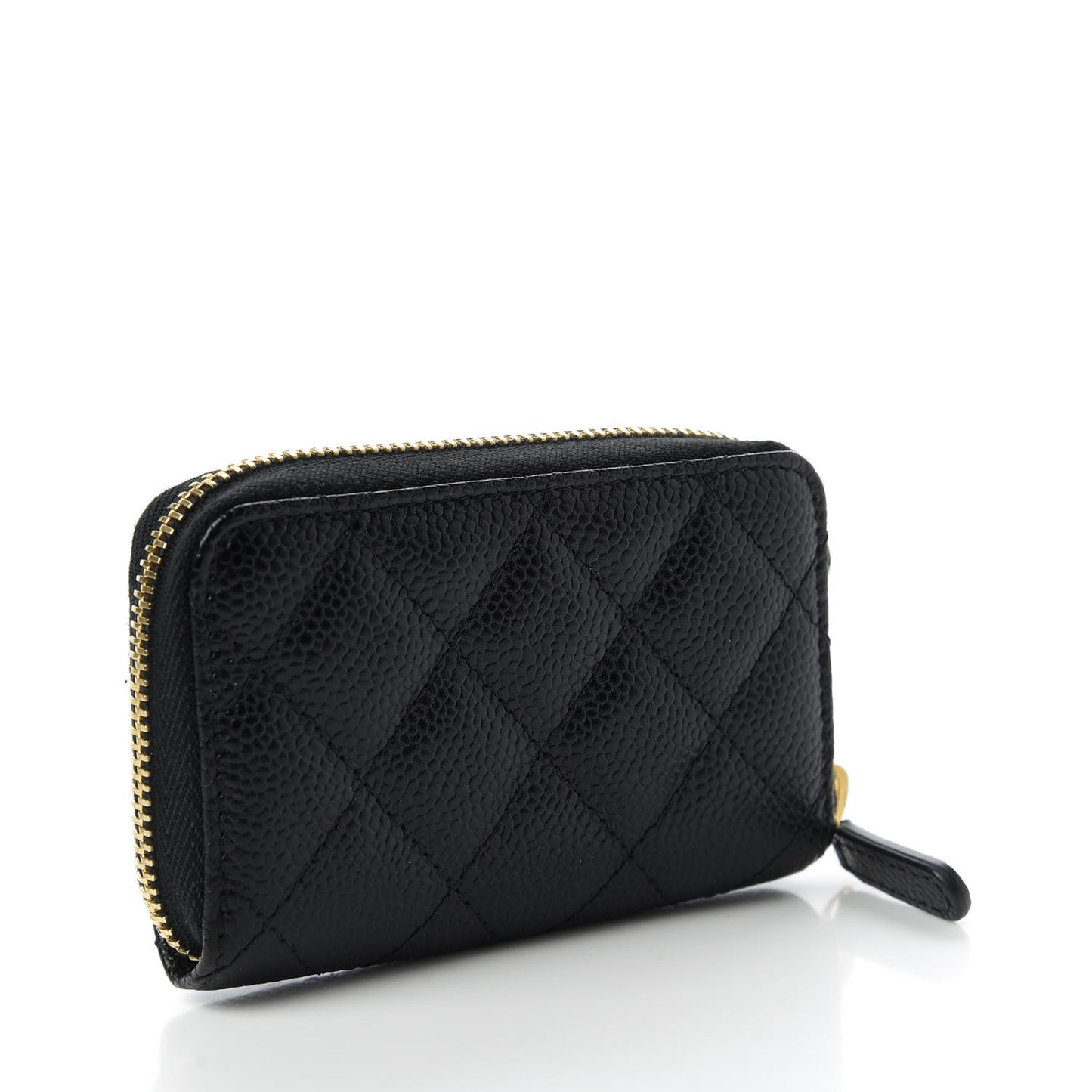 Caviar Quilted Zip Coin Purse Black