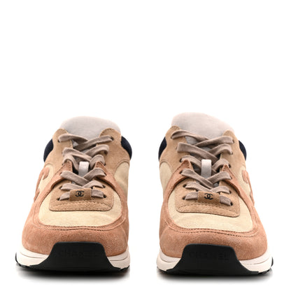 Chanel Suede Calfskin CC Sneakers 40 Brown Beige 2 of 9