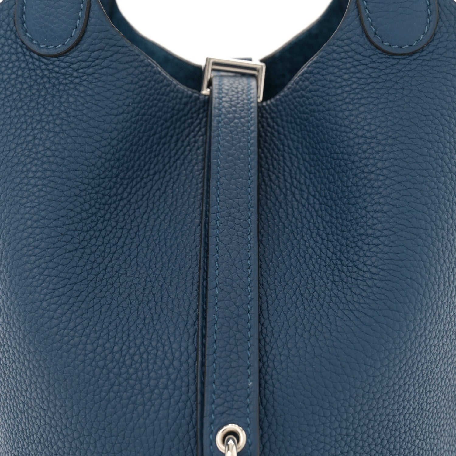 Hermes Taurillon Maurice Picotin Lock 18 PM Deep Blue 8 of 12