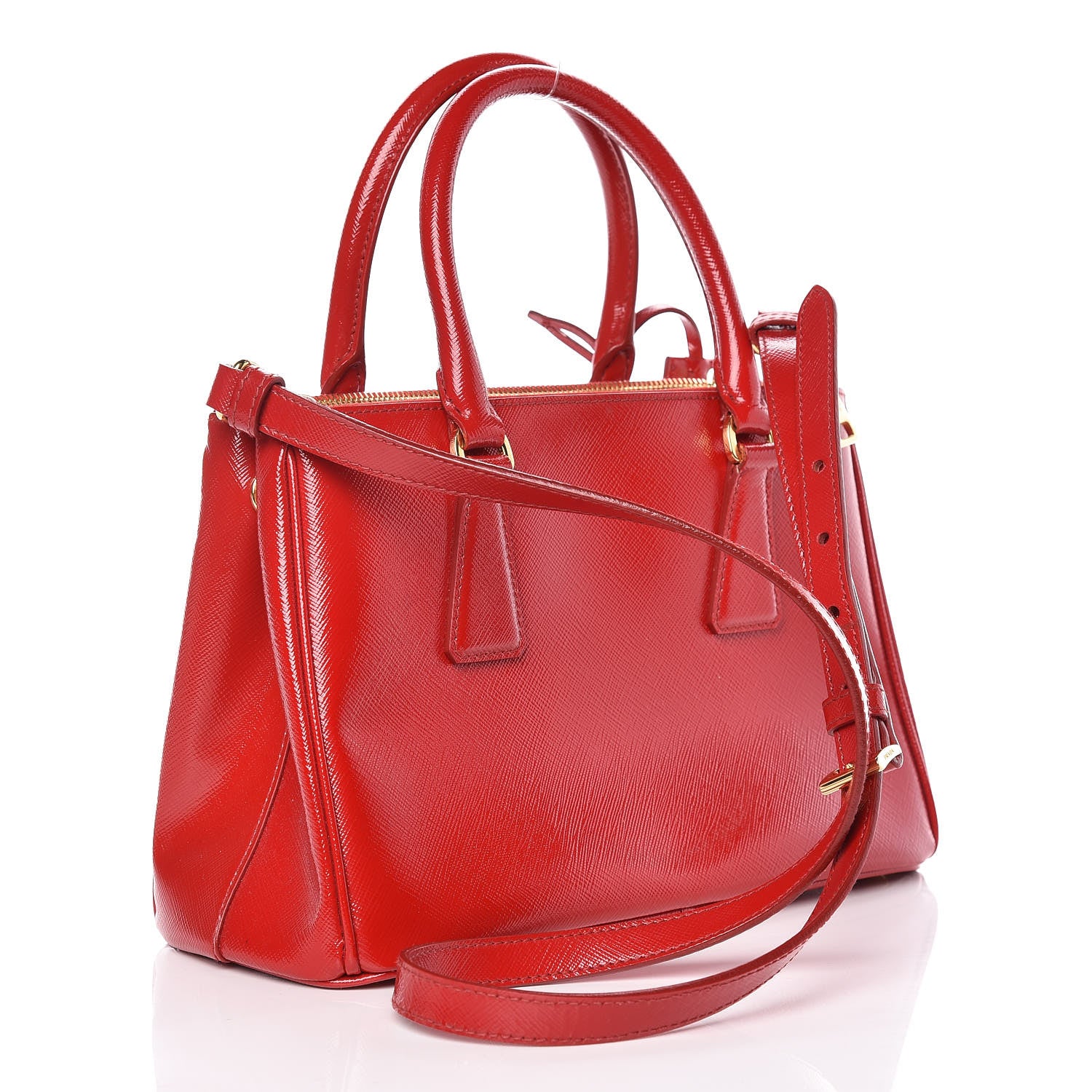 Prada Saffiano Vernice Small Galleria Double Zip Tote Rosso 3 of 17