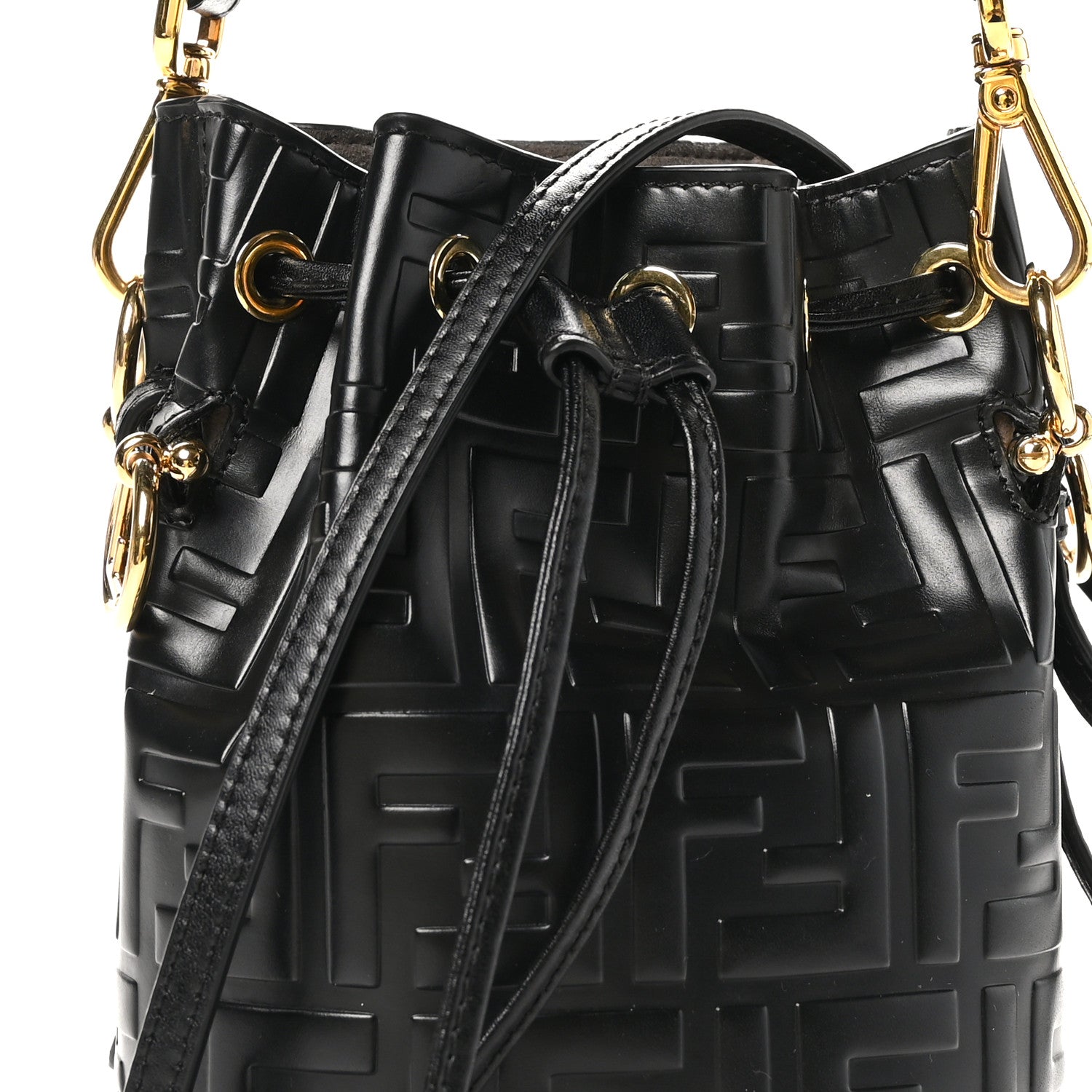 Fendi Vitello Liberty F is Fendi FF 1974 Embossed Mini Mon Tresor Bucket Bag Black 8 of 10