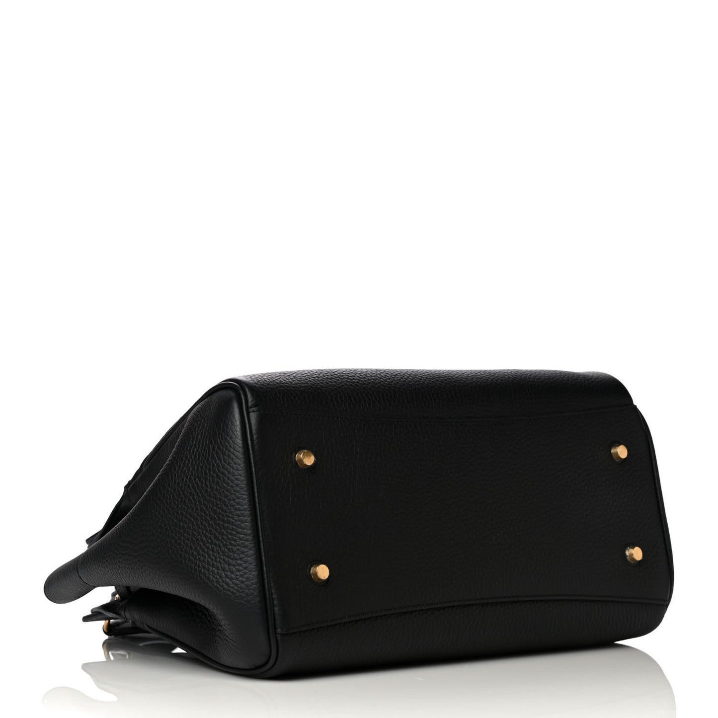 Classic Grain Calfskin Belted Bayswater Tote Black