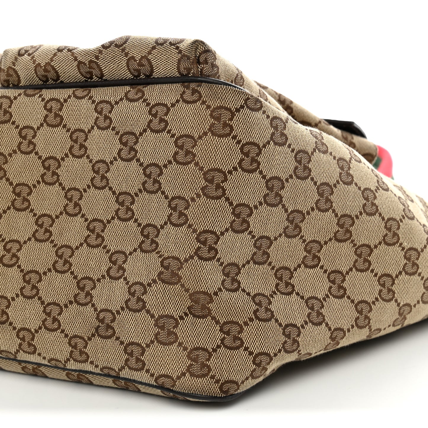 GG Monogram Medium Web Handle Double Pocket Tote Brown