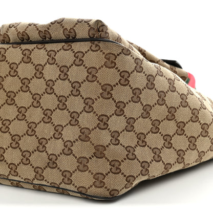 Gucci GG Monogram Medium Web Handle Double Pocket Tote Brown 9 of 12