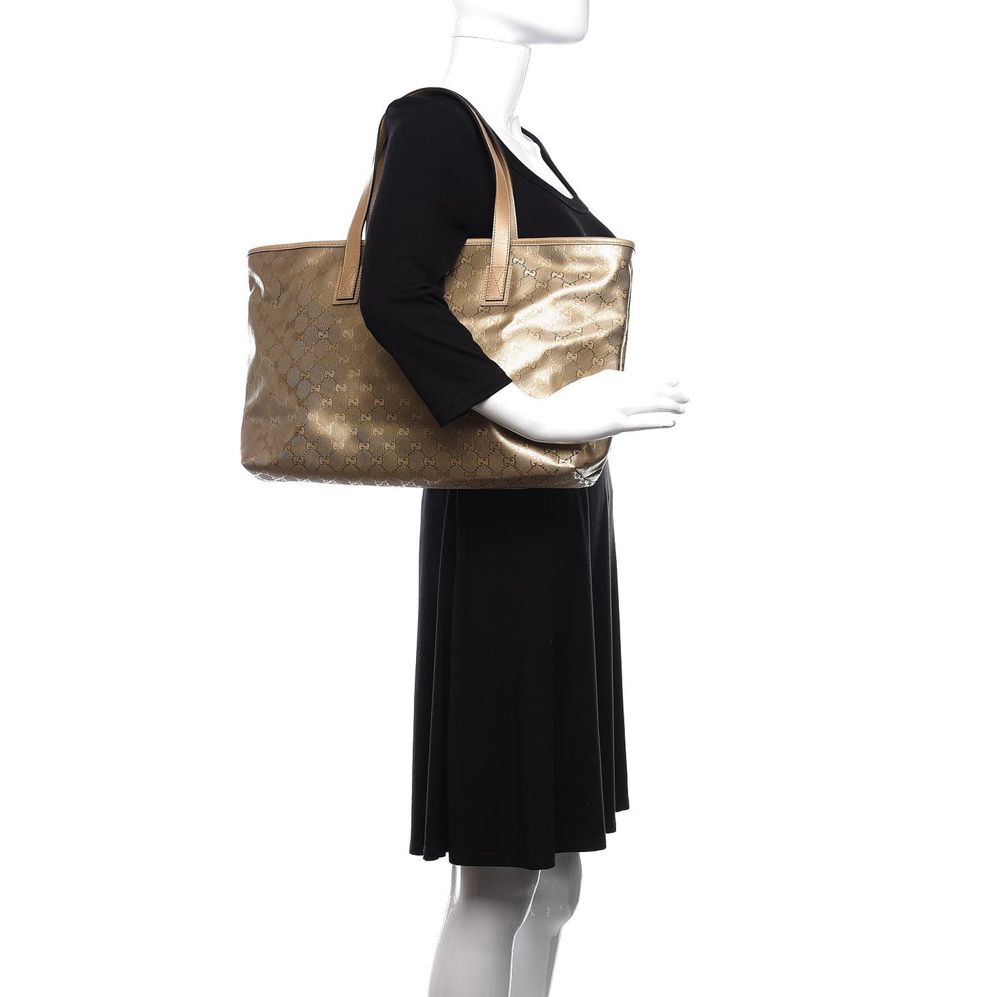Imprime Monogram Medium Zippered Shopping Tote Champagne